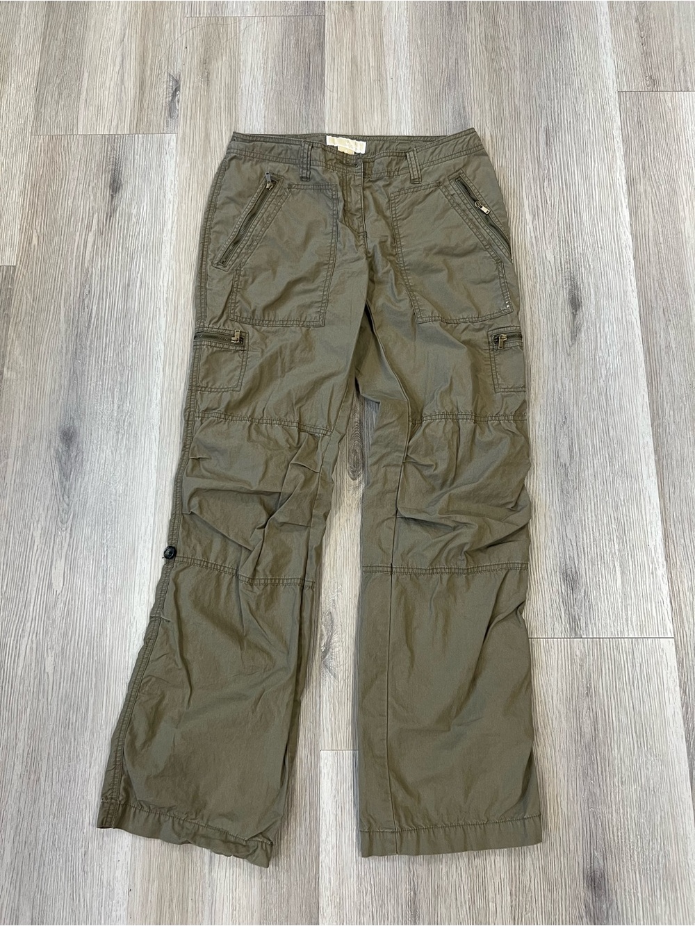 Michael Kors Olive Cargo Trousers with Zip Pockets - Picture 2 of 13